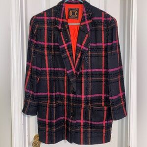Ellen Tracy Vibrant Plaid Boyfriend Blazer